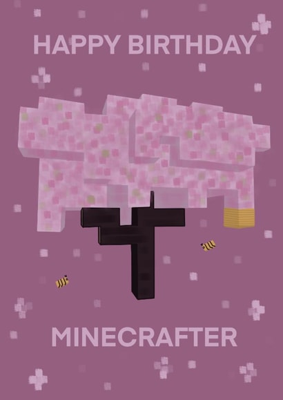 Minecraft Cherry Blossom Happy Birthday Card created by Davina Designs