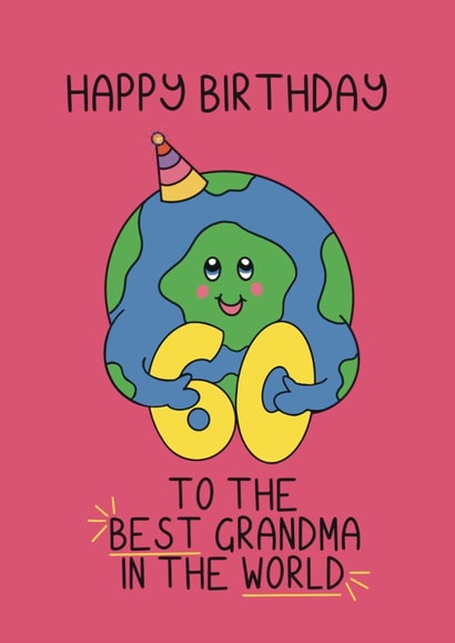 Cute Birthday Card - 60th - Best Grandma created by Schnauzer Scribbles