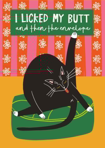 Funny Birthday Card - Butt Lick - Cat created by AbiGoLucky