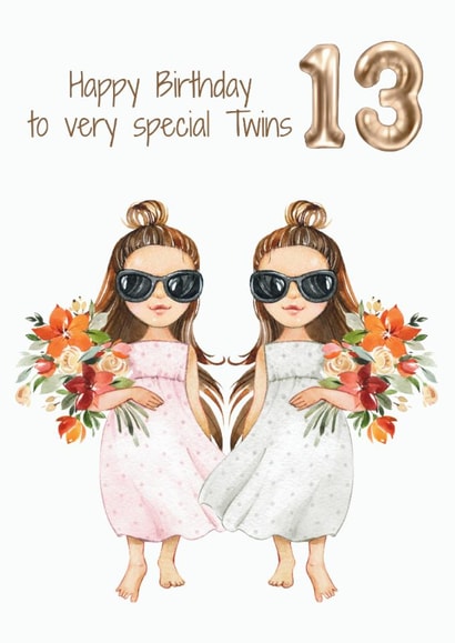 Cute Birthday Card For Twins 13th BirthdaySassy created by Nellie B Designs