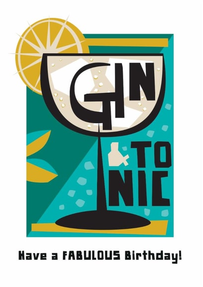 Arty Birthday Card - Gin & Tonic created by Lynn Evans