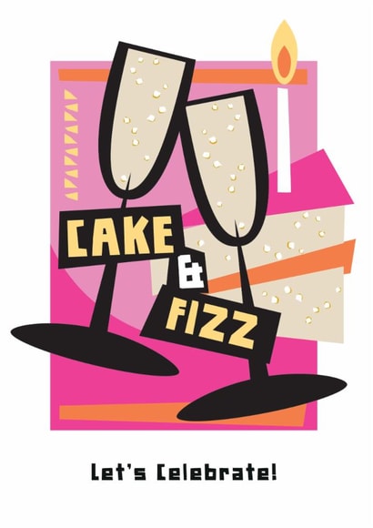 Arty Birthday Card - Cake & Fizz - Let's Celebrate! created by Lynn Evans