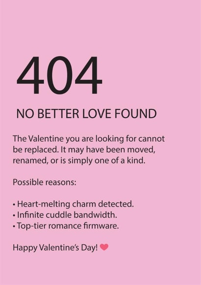 Funny Valentine's Day Card - 404 Error created by @Laura Lonsdale Designs