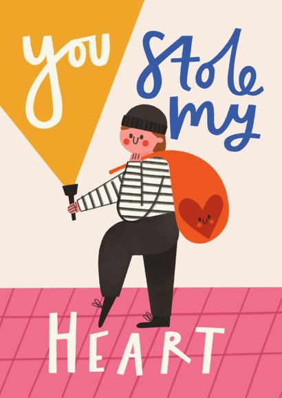 Cute Birthday/Anniversary Card - You Stole My Heart - Robber created by AbiGoLucky
