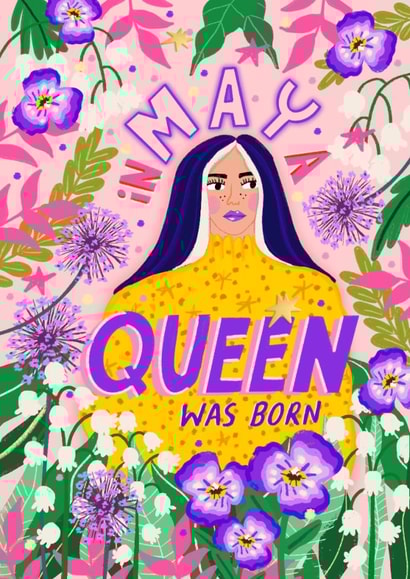 Arty Birthday Card - May Queen - For Her created by NICHOLA COWDERY ILLUSTRATIONS 