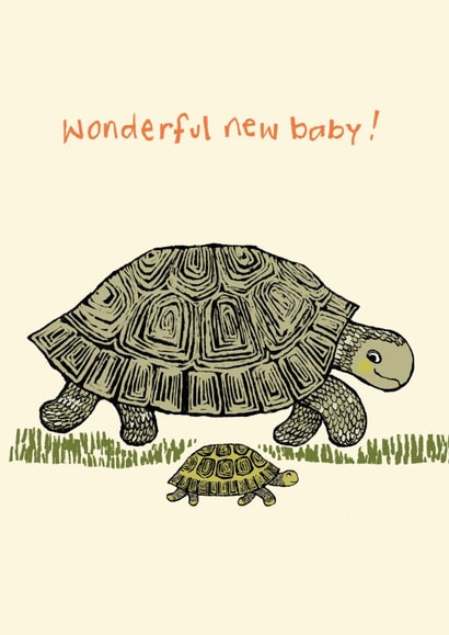 Cute New Baby Card - Wonderful New Baby! - Turtles created by Paper Bird