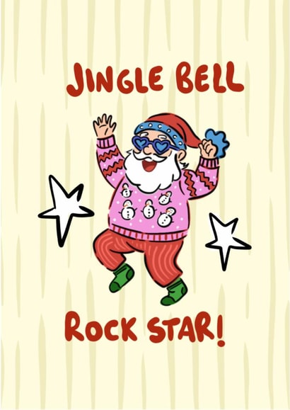 Fun Christmas Card - Jingle Bell Rock Star - Santa created by Hello Melody