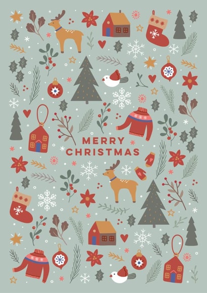Classic Christmas Card - Reindeers - Festive Cosy Illustrations created by Eli the Goat