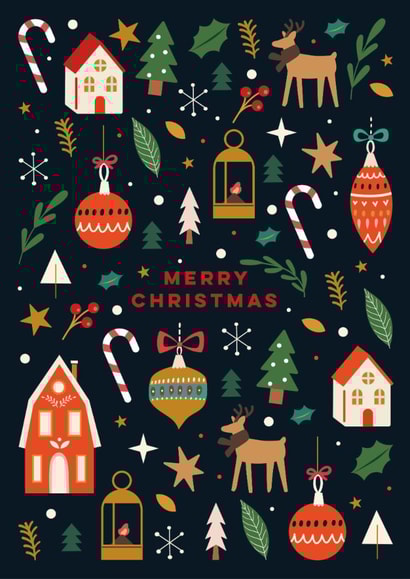 Classic Christmas Card - Festive Foliage - Reindeers created by Eli the Goat