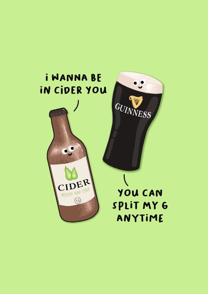 Split the G Guinness saucy valentines card created by Back to the drawing board illustration 