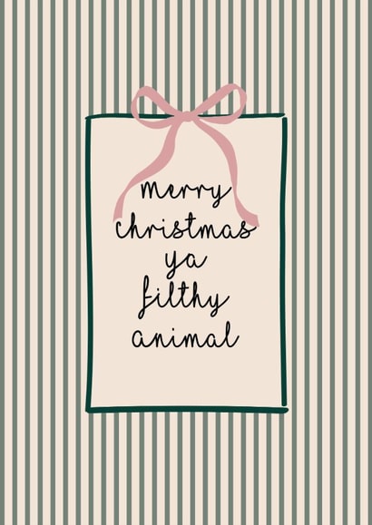 Merry Christmas card for your bestie cute stripe bow design created by Kind of Simple Designs