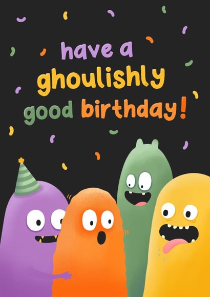 Cute Birthday Card - Ghouls - Halloween created by Macie Dot Doodles