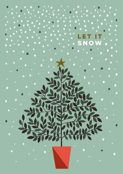 Classic Christmas Card - Let It Snow - Tree & Snow created by Eli the Goat