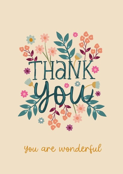 Pretty Thank You Card - You Are Wonderful created by The Pattern Press