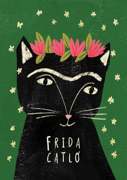 Cute Card Birthday - Frida Catlo - Frida Kahlo Cat created by Niaski