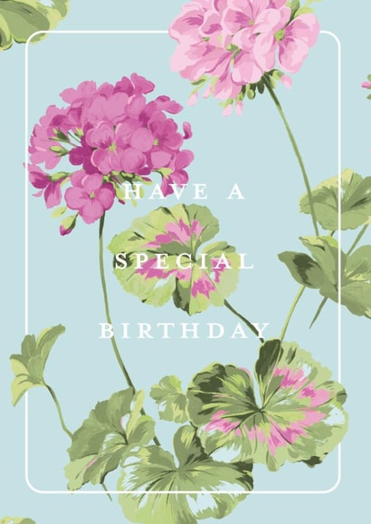 Special Geranium Birthday Card – Elegant Floral Design created by Ohh Deer