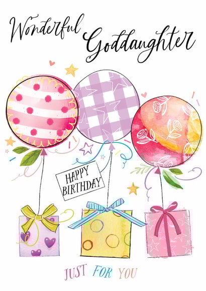 Traditional Birthday Card - For Goddaughter - Balloons created by Katie Phythian Design