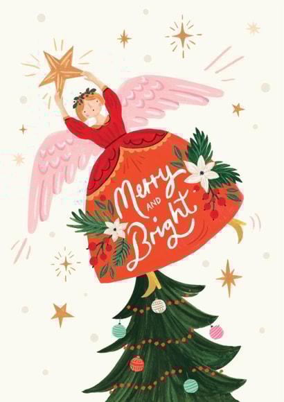 Cute Christmas Christmas Card - Star - Merry And Bright created by Paperlink and Meraki Greeting Cards