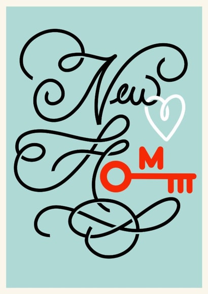 Typography ‘‘new home’ card with key for friends friends family created by catantrell