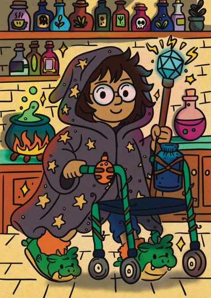 On A Roll Witch Card - Chronic Illness/Disabled Visibility | Chronic & Iconic created by Northern Bird Designs