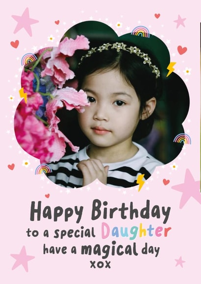 Magical Daughter Photo Card - rainbows - stars created by Macie Dot Doodles