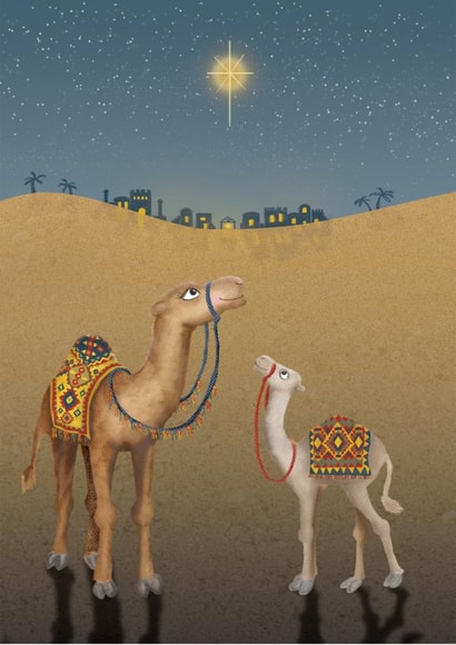 Cute camel mother and baby Christmas card created by LeopardyNonsense