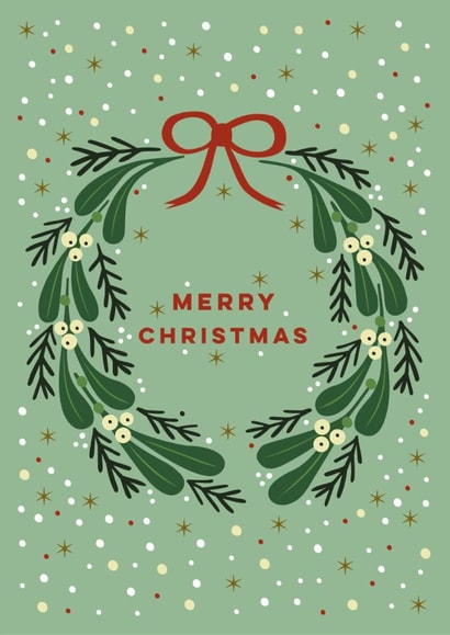 Classic Christmas Card - Wreath - Mistletoe created by Eli the Goat