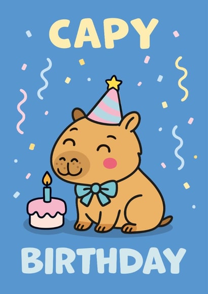 Cute Capybara birthday card created by Percy & Pearl