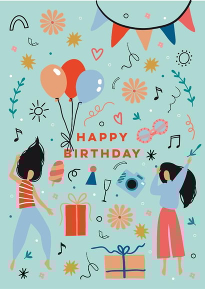 Classic Birthday Card - Dancing - For Her created by Eli the Goat