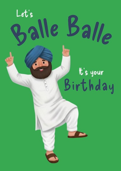 Cute Birthday Card - Let's Balle Balle created by ROSHAH DESIGNS