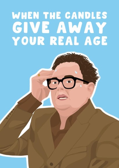Funny Birthday Card - Alan Carr - Celebrity Traitors - Real Age created by Pink Peach Cards