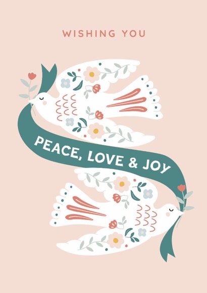Classic Christmas Card - Peace, Love & Joy - Doves created by Mint + Mabel