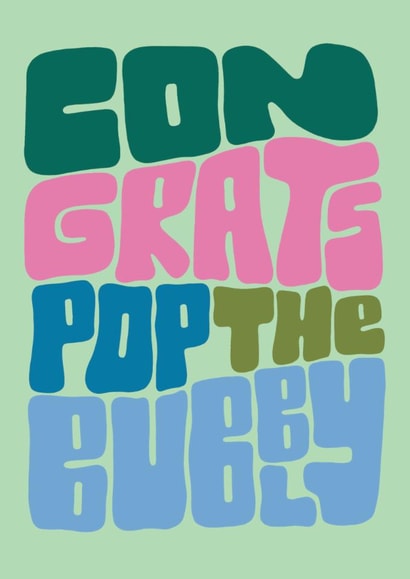 Fun Congratulations Card - Pop The Bubbly - Bold Typography created by Raspberry Blossom