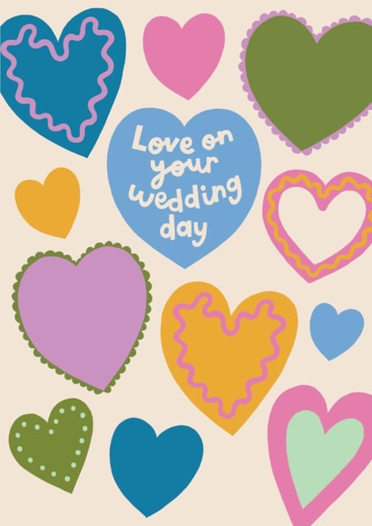 Fun Wedding Day Card - Love On Your Wedding Day - Hearts created by Raspberry Blossom