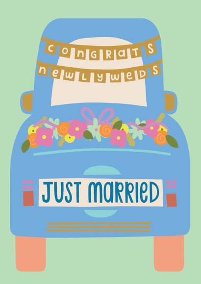 Fun Wedding Card - Just Married - Car created by Raspberry Blossom