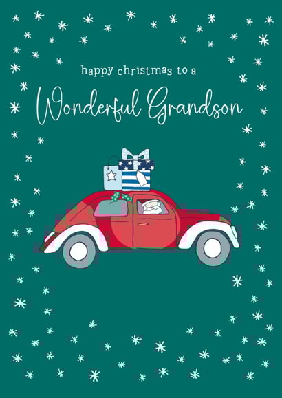 Cute Christmas Card - For Grandson - Santa created by Molly Mae
