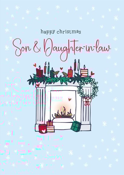 Traditional Christmas Card - For Son & Daughter In Law - Fireplace created by Molly Mae