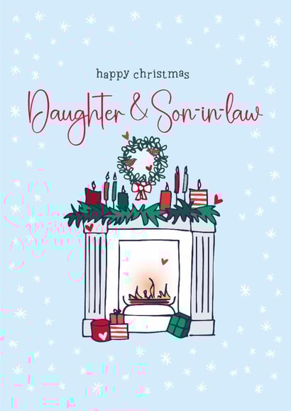 Traditional Christmas Card - For Daughter & Son In Law - Fireplace created by Molly Mae