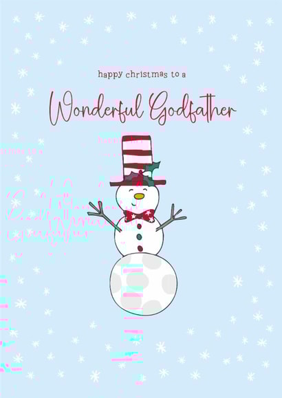Cute Christmas Card - For Godfather - Snowman created by Molly Mae