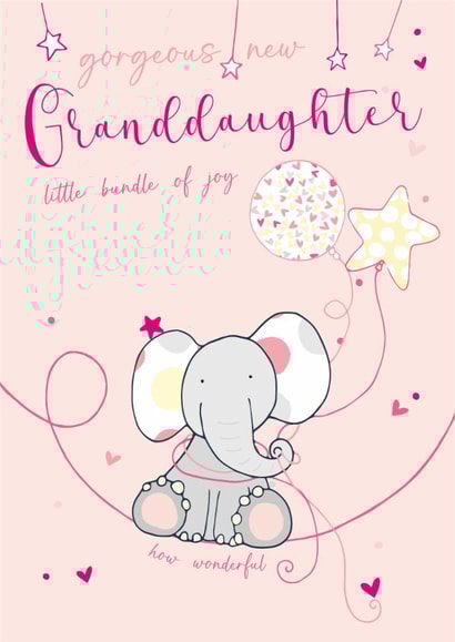 Traditional New Baby Card - For Granddaughter - Little Bundle Of Happiness created by Molly Mae