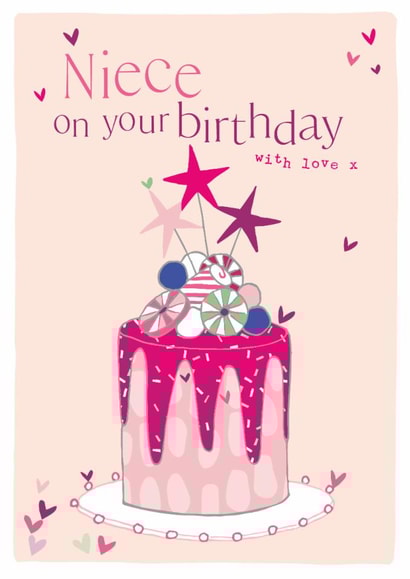 Traditional Birthday Card - For Niece - Cake created by Molly Mae