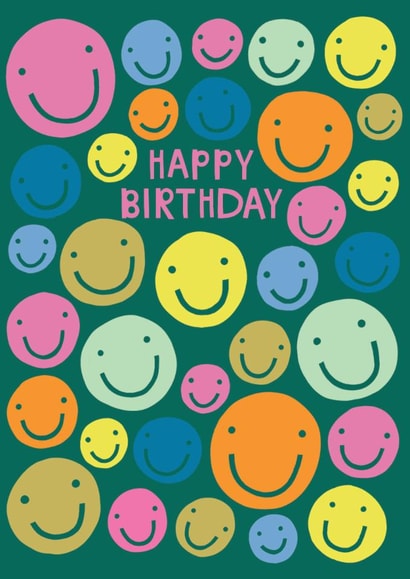Cute Birthday Card - Smiley Faces - Colourful created by Raspberry Blossom