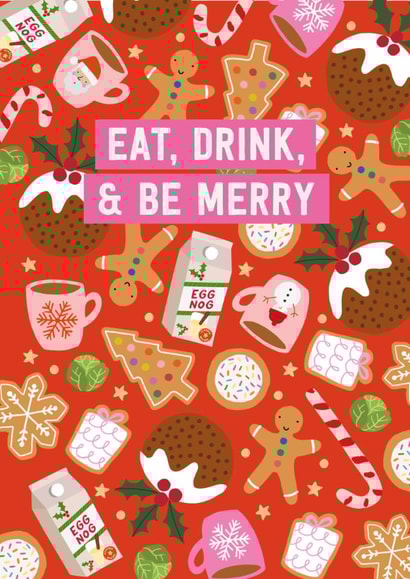 Cute Christmas Card – Eat, Drink And Be Merry created by Mifkins