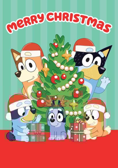 Cute Christmas Card – Bluey Merry Christmas – Family Tree Design created by Danilo