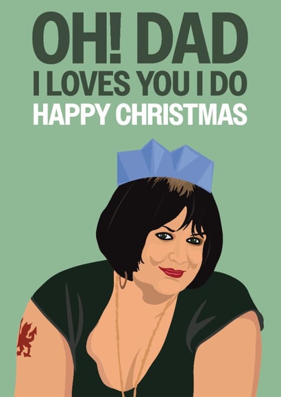 Funny Gavin and Stacey themed Christmas card featuring Nessa Jenkins. Oh! created by Hello Sausage