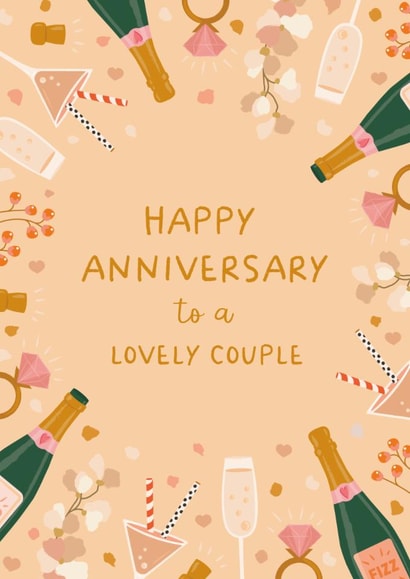 Classic Anniversary Card - Lovely Couple - Champagne created by The Pattern Press