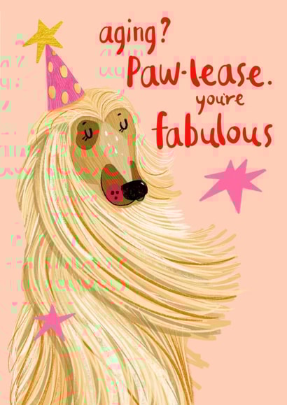 Cute Birthday Card - Afghan Hound - Fabulous created by NICHOLA COWDERY ILLUSTRATIONS