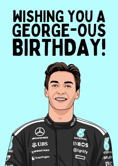 Funny Birthday Card - George Russell - F1 created by Sundiva Designs