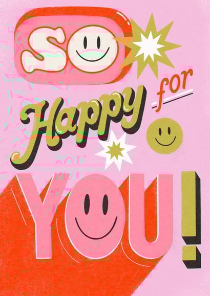 Happy For You Card – Cute and Cheerful - Smileys and Stars created by By Emelie P