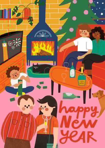 Cute New Year Card - Cosy Living Room created by AbiGoLucky